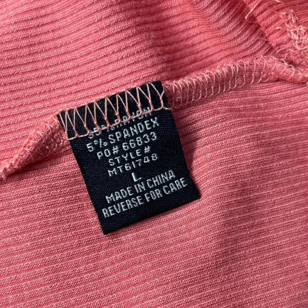 Timing Pink Ribbed Chest Cutout Top (L) - Picture 3 of 5